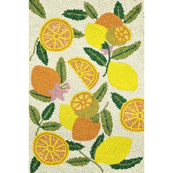 NWT White Lemon Print Tote Bag with Structured Design - Picture 6 of 12